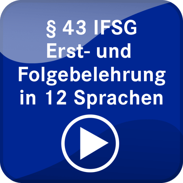 Schulung und Belehrung nach §43 IFSG (in 12 Sprachen)