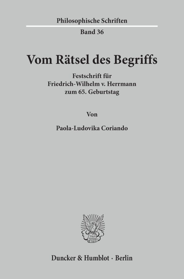 Vom Ratsel Des Begriffs Duncker Humblot