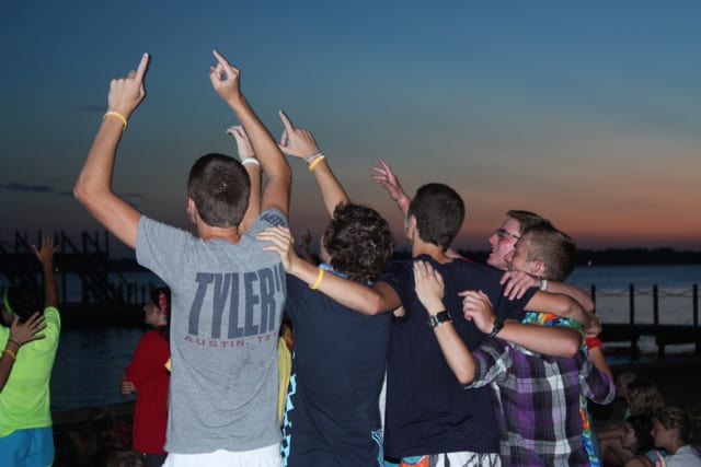 Campers worshiping