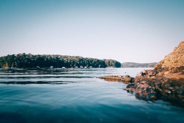 Beautiful view of the lake from camp