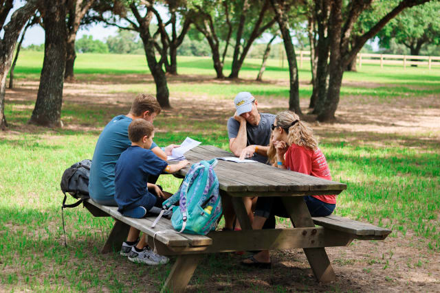 family reading together