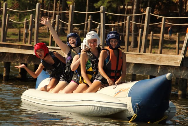 Campers on banana boat