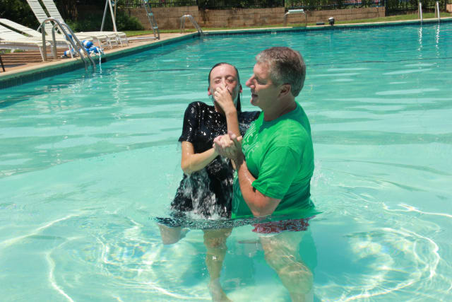 Baptism at Pine Cove Camp Pool