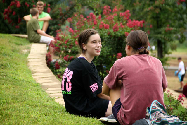 Camper and Counselor Talking