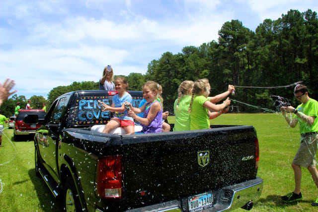 Campers with Silly String