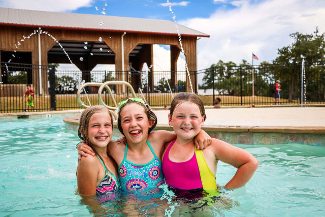 Youth campers in the pool