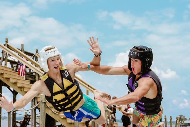 Campers enjoying the lake activities at the Shores high school camp