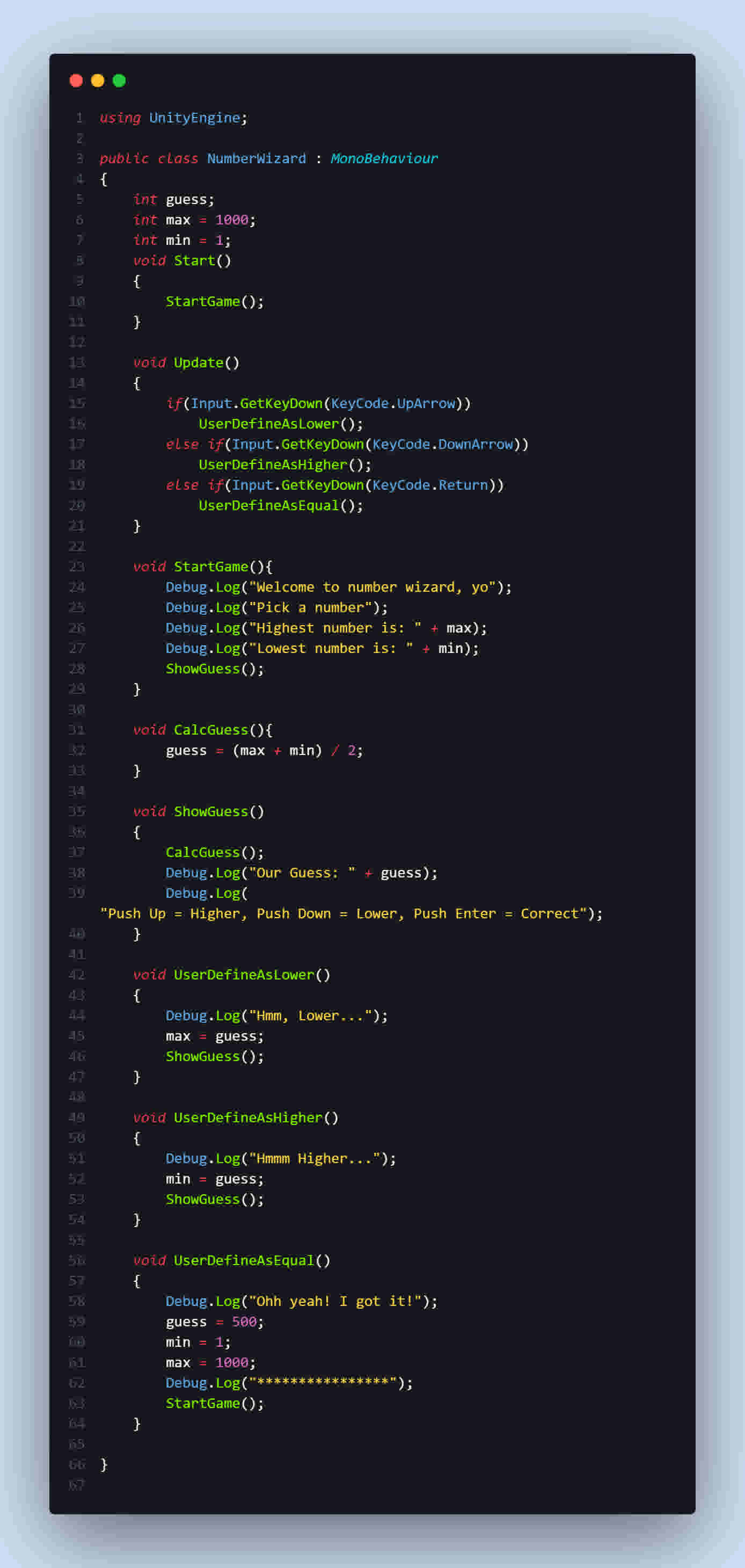 O meu primeiro Código em Unity