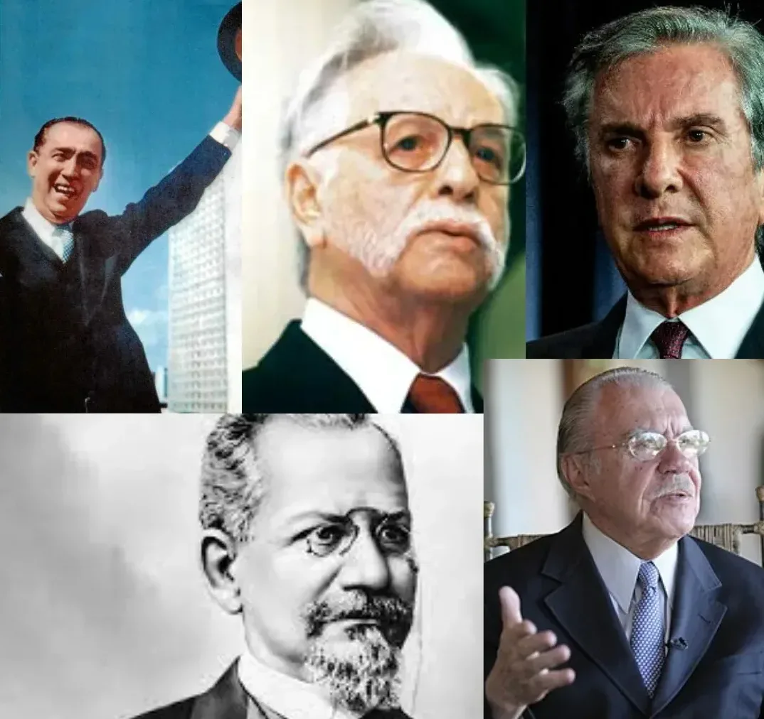 Em sentido horário:&nbsp;Juscelino Kubitschek, Itamar Franco, Collor, Sarney, Rodrigues Alves. Alguns dos presidentes que voltaram aos palcos da política brasileira.