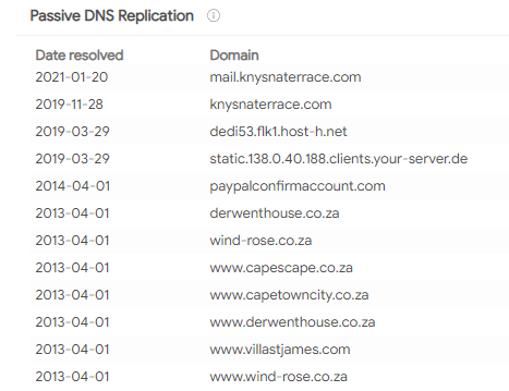 Figura 13: Nomes de hosts, IP&nbsp;<b>188.40.0.138.</b>