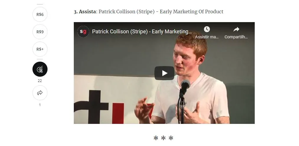 Vídeo do YouTube incorporado a publicação por Embed.