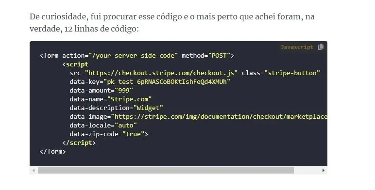 Bloco de códigos, retirado do texto "Como 7 linhas de código se transformaram em US$95 bilhões".