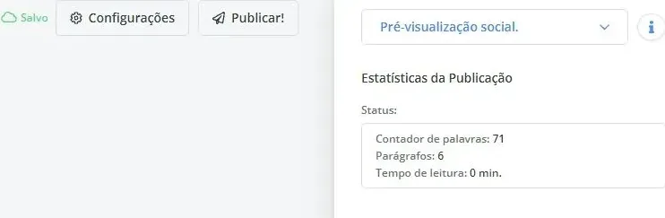 Estatística da publicação, no editor.