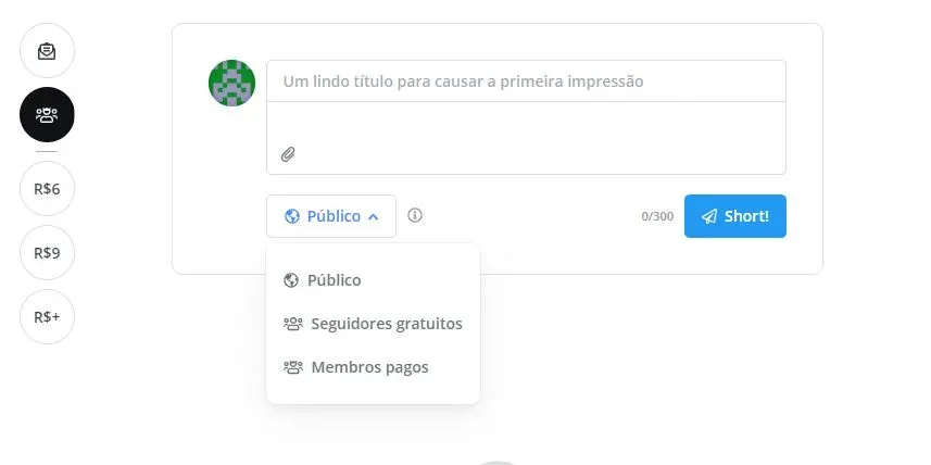 Edição de Shorts - seleção de audiência para interação.