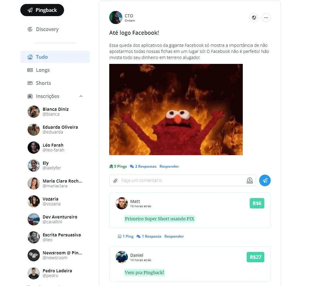 Contribuições feitas por PIX, no Super Shorts.