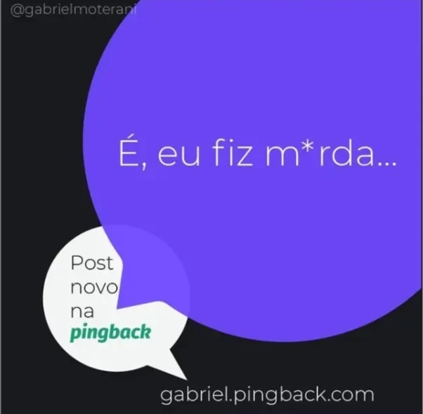 Story de divulgação de post, no Instagram do Gabriel Moterani, em agosto, 2020.