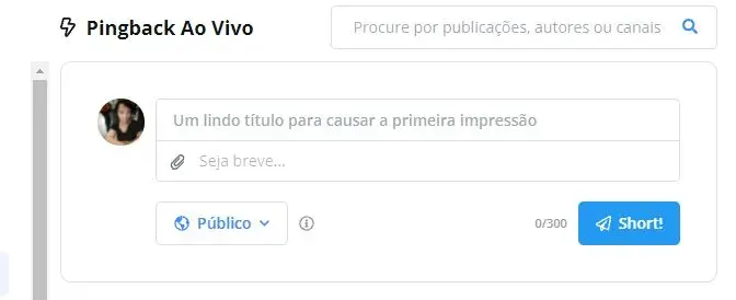 Buscador no topo do Feed, logo acima do editor de shorts.<mark class="cdx-marker"></mark>