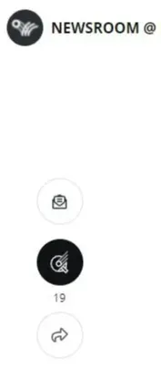 Botão de Compartilhar, fica do lado esquerdo da sua tela, ao clicar no texto.