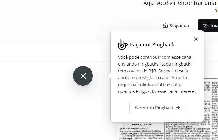 Orientações para o assinante fazer os Pingbacks.