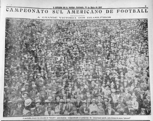 Capa do jornal <i>O Estado de São Paulo </i>após o título do Sul Americano de 1919 (Foto: Reprodução Arquivo Estadão)