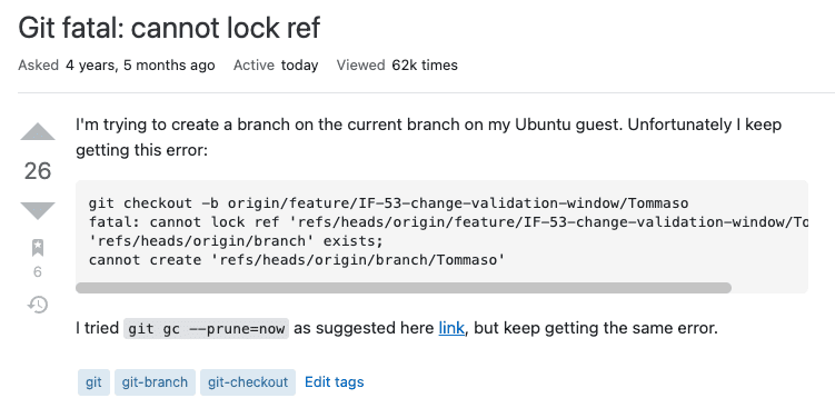 The question is about Git, so it's been given subject-related tags for easy searching.