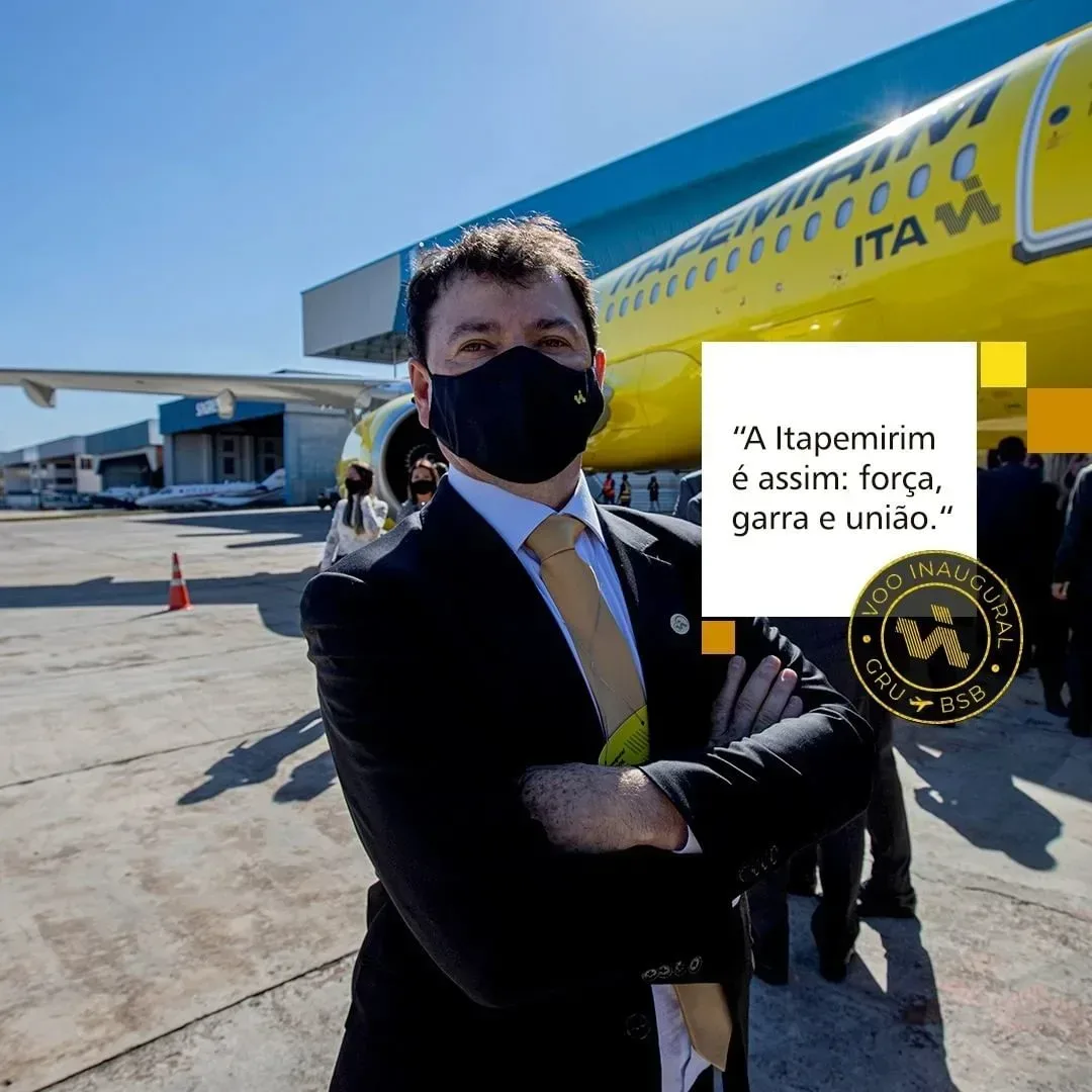 Presidente Sidnei Piva no evento de inauguração da ITA Linhas Aéreas no mês de Junho/21.&nbsp;