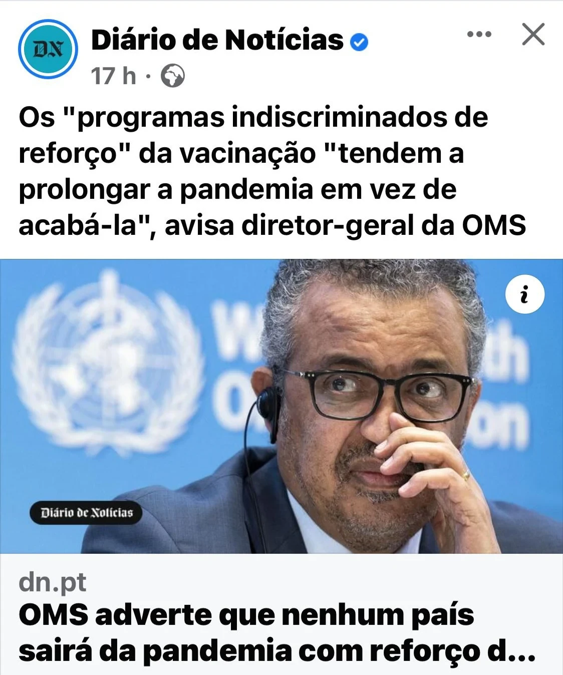 E a verdade que a OMS já externou e que a mídia, os "especialistas" e a Big Pharma querem esconder enganando a população com falácias sem comprovação científica é que as doses de reforço são ineficazes para acabar com a pandemia