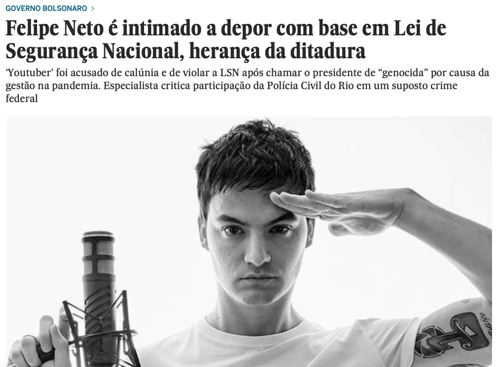 Noticia Felipe Neto intimado!