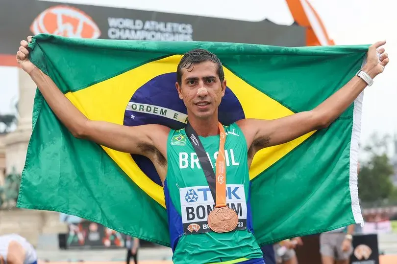 A 2ª medalha de Caio Bonfim em mundiais. 