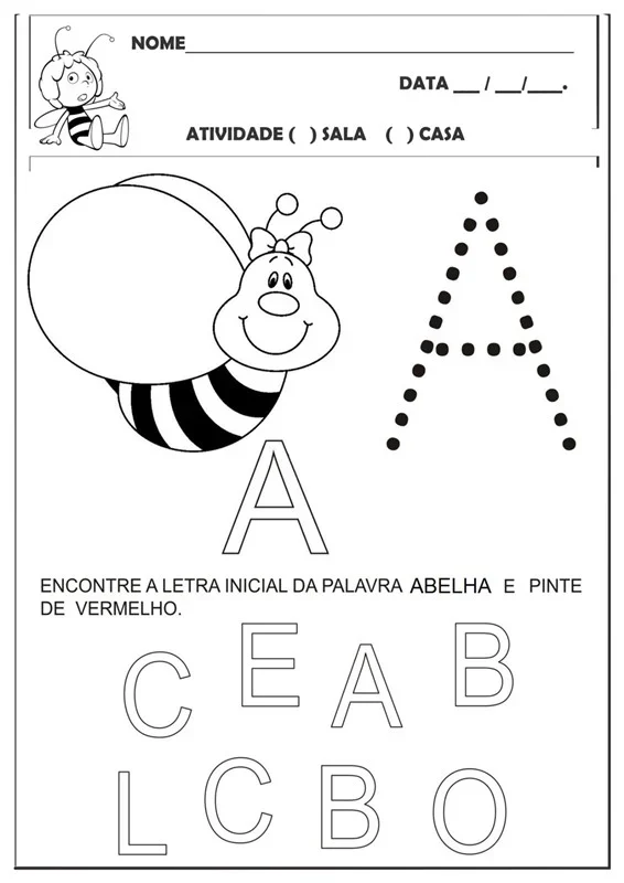 Atividade letra A - Alfabetização