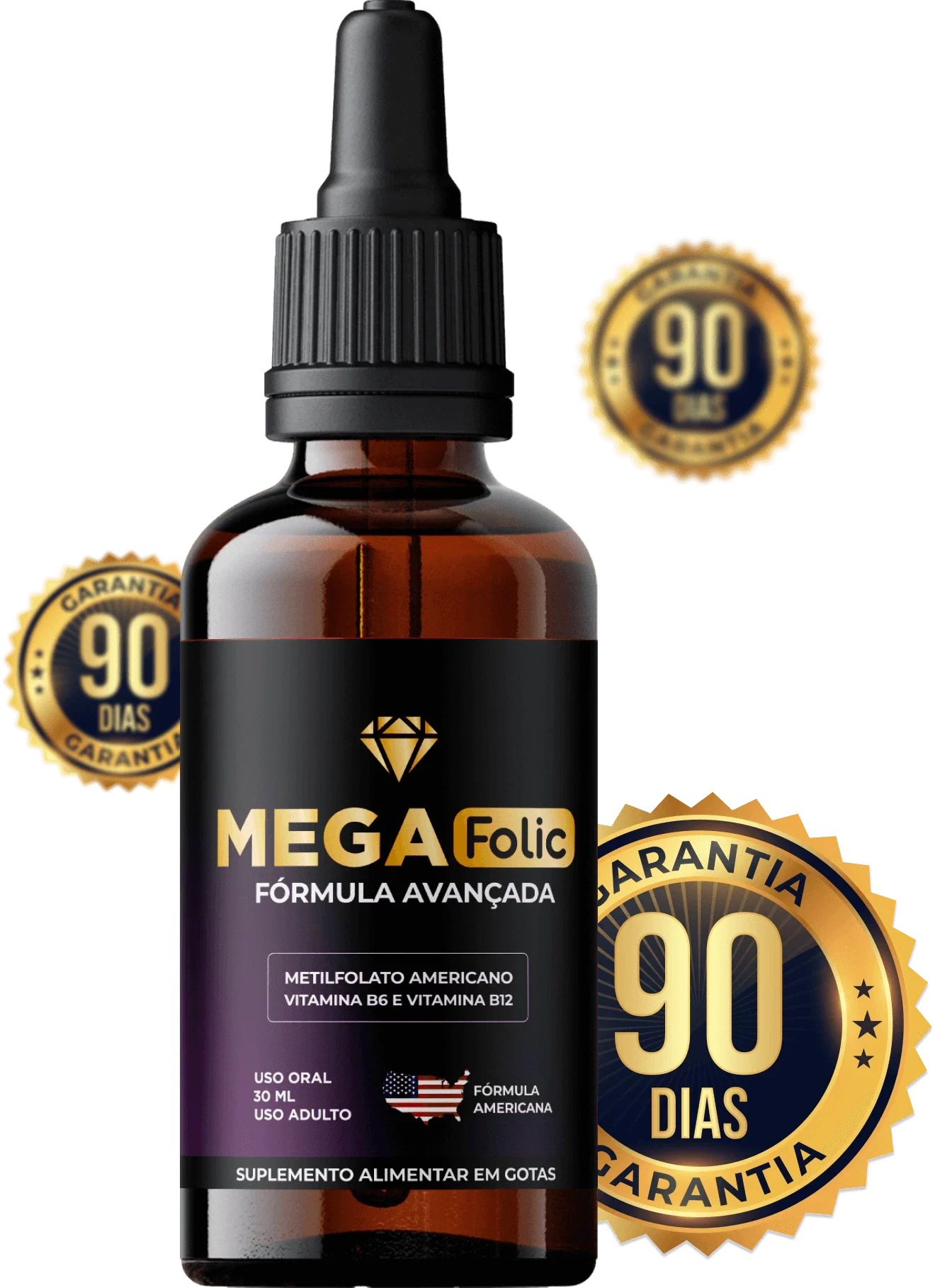 Mega Folic 30ml Acabe Com Os Fios Brancos Original 1 Frasco