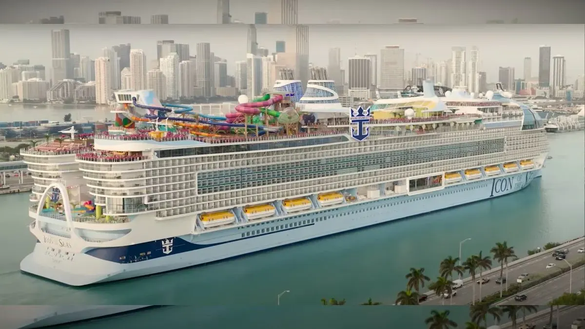 Icon of The Seas em Miami: navio tem 365 metros de comprimento (Foto: Reprodução/YouTube)