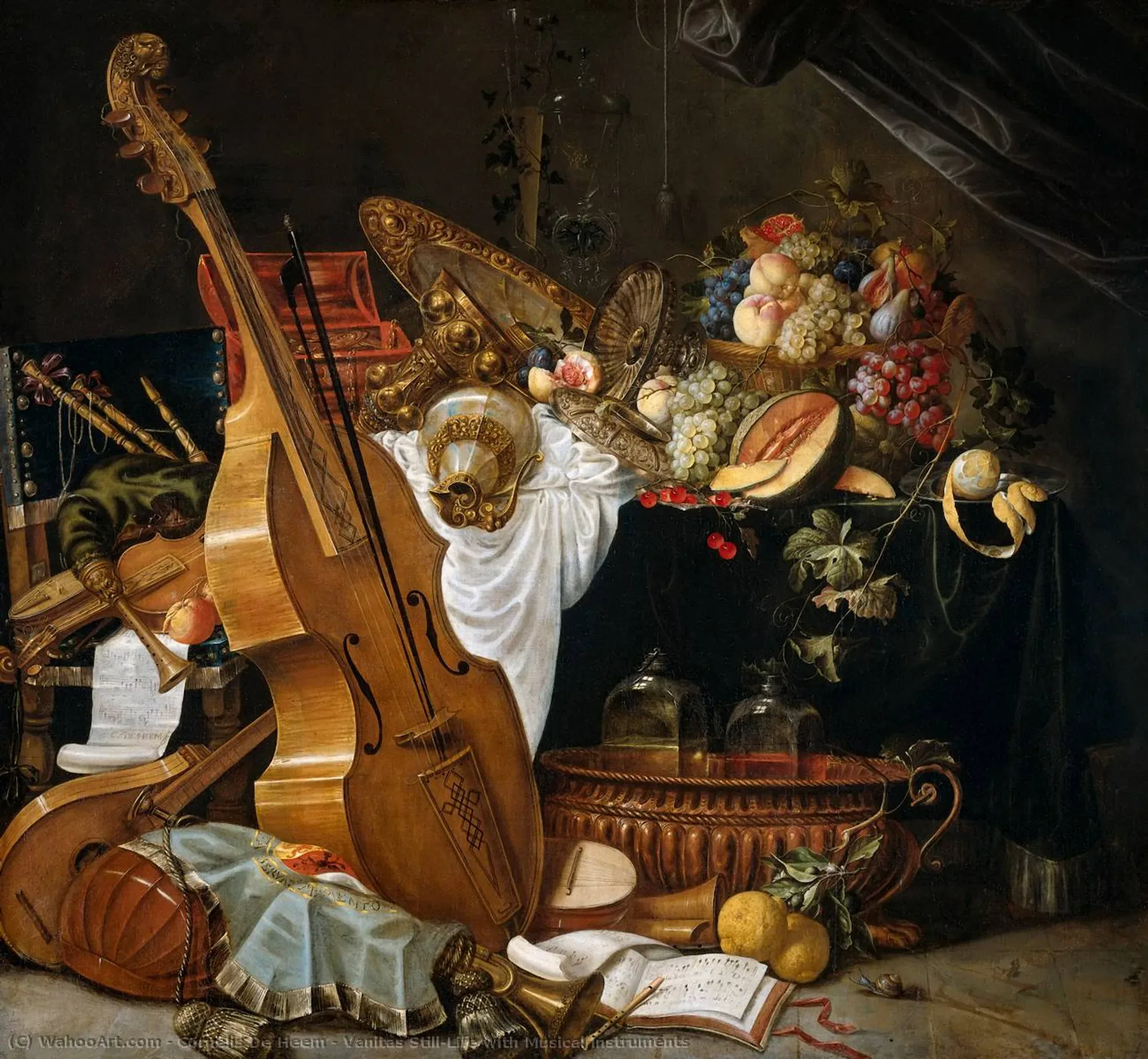 Reprodução: Vanitas Still-Life com instrumentos musicais