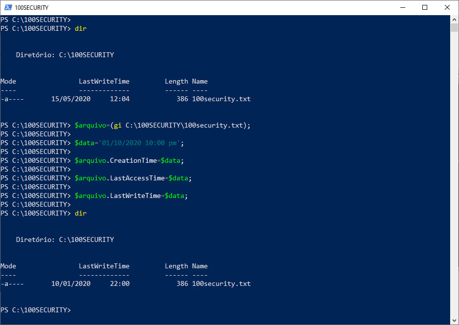 PowerShell — Modificar Data e Hora de um Arquivo