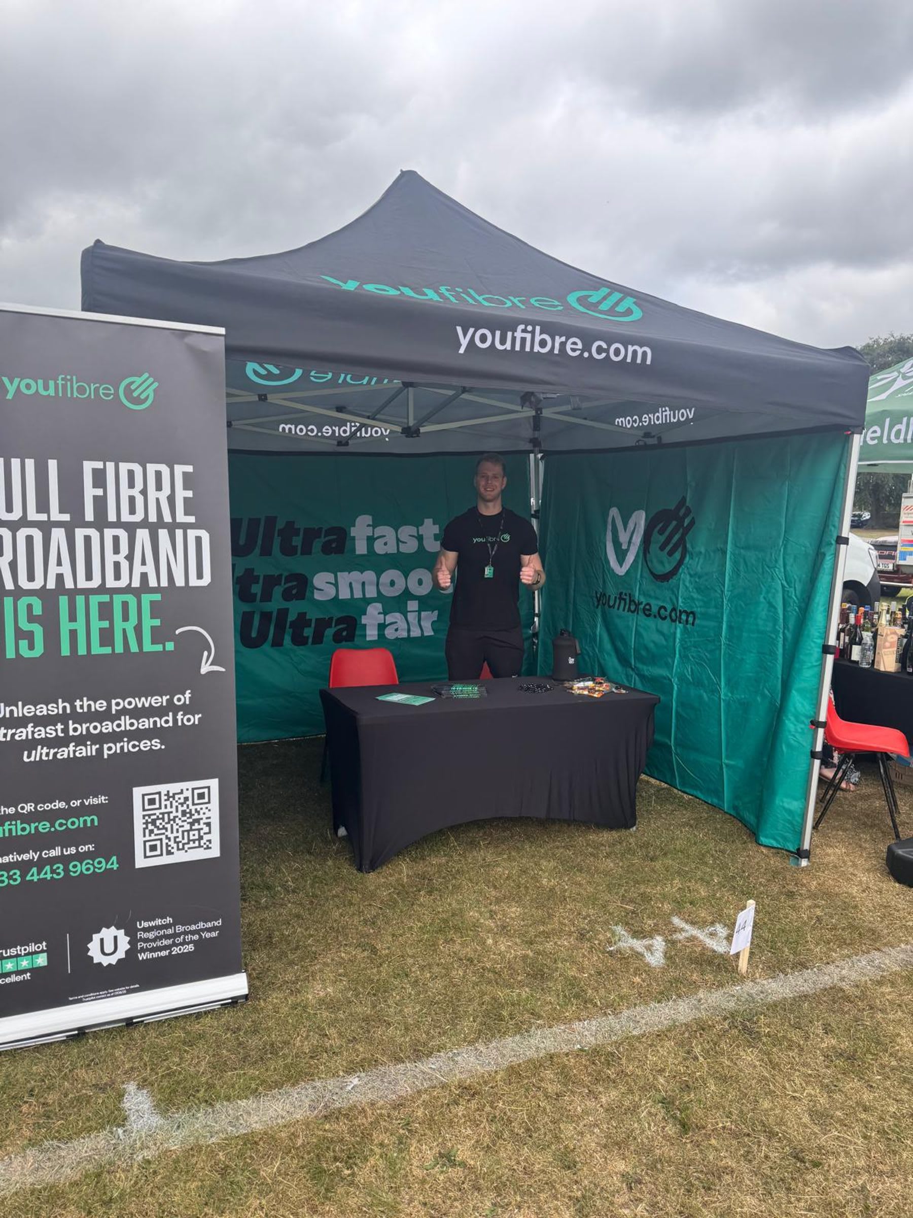 The YouFibre event stand with full fibre broadband signage