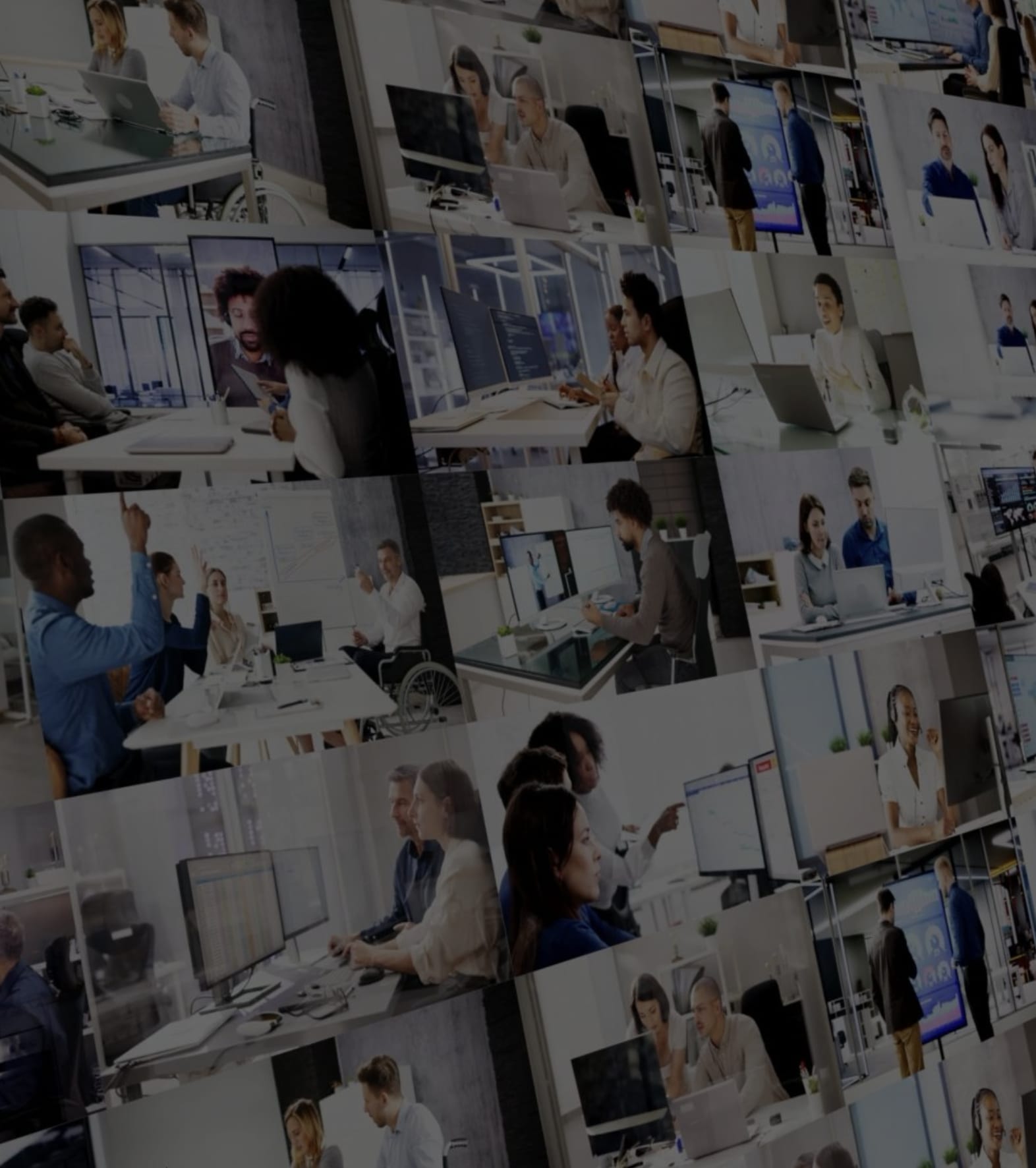 Collage of images of people in offices