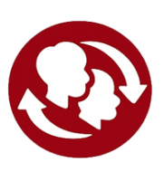 Two heads with arrows between them