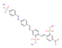 Trisodium 2-[2-(4-nitro-2-sulphonatophenyl)vinyl]-5-[[4-[(4-sulphonatophenyl)azo]phenyl]azo]benzenesulphonate