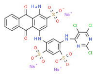 Trisodium 4-[(4-amino-9,10-dihydro-9,10-dioxo-3-sulphonato-1-anthryl)amino]-6-[(2,5,6-trichloropyrimidin-4-yl)amino]benzene-1,3-disulphonate