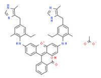 9-(2-carboxyphenyl)-3,6-bis[[2-ethyl-6-methyl-4-[(5-methyl-1H-imidazol-4-yl)methyl]phenyl]amino]xanthylium acetate