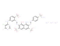 Trisodium 4-amino-3-[[4-(aminosulphonyl)phenyl]azo]-6-[[5-[(5-chloro-2,6-difluoro-4-pyrimidinyl)amino]-2-sulphonatophenyl]azo]-5-hydroxynaphthalene-2,7-disulphonate