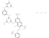 Trisodium 4-hydroxy-5-[[4-(methylamino)-6-[[3-[(2,5,6-trichloro-4-pyrimidinyl)amino]phenyl]amino]-1,3,5-triazin-2-yl]amino]-3-[(2-sulphonatophenyl)azo]naphthalene-2,7-disulphonate