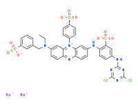 Dihydrogen 3-[[4-[(4,6-dichloro-1,3,5-triazin-2-yl)amino]-2-sulphonatophenyl]amino]-7-[ethyl[(3-sulphonatophenyl)methyl]amino]-5-(4-sulphonatophenyl)phenazinium, disodium salt