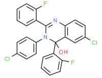 6-chloro-3-(4-chlorophenyl)-2,4-bis(2-fluorophenyl)-3,4-dihydroquinazolin-4-ol