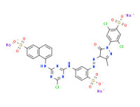 Trisodium 5-[[4-chloro-6-[[3-[[1-(2,5-dichloro-4-sulphonatophenyl)-4,5-dihydro-3-methyl-5-oxo-1H-pyrazol-4-yl]azo]-4-sulphonatophenyl]amino]-1,3,5-triazin-2-yl]amino]naphthalene-2-sulphonate