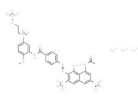 Trisodium 5-(acetylamino)-4-hydroxy-3-[[4-[[[2-methoxy-5-[[2-(sulphonatooxy)ethyl]sulphonyl]phenyl]amino]carbonyl]phenyl]azo]naphthalene-2,7-disulphonate