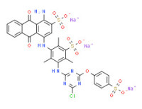 Trisodium 1-amino-4-[[3-[[4-chloro-6-(4-sulphonatophenoxy)-1,3,5-triazin-2-yl]amino]-2,4,6-trimethyl-5-sulphonatophenyl]amino]-9,10-dihydro-9,10-dioxoanthracene-2-sulphonate