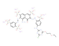 Pentasodium 4-amino-6-[[5-[[4-chloro-6-(2-ethoxyethoxy)-1,3,5-triazin-2-yl]amino]-2-sulphonatophenyl]azo]-3-[(2,5-disulphonatophenyl)azo]-5-hydroxynaphthalene-2,7-disulphonate