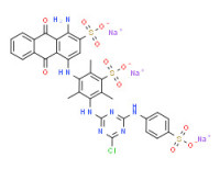 Trisodium 1-amino-4-[[3-[[4-chloro-6-[(4-sulphonatophenyl)amino]-1,3,5-triazin-2-yl]amino]-2,4,6-trimethyl-5-sulphonatophenyl]amino]-9,10-dihydro-9,10-dioxoanthracene-2-sulphonate