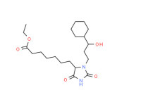 Ethyl 3-(3-cyclohexyl-3-hydroxypropyl)-2,5-dioxoimidazolidine-4-heptanoate
